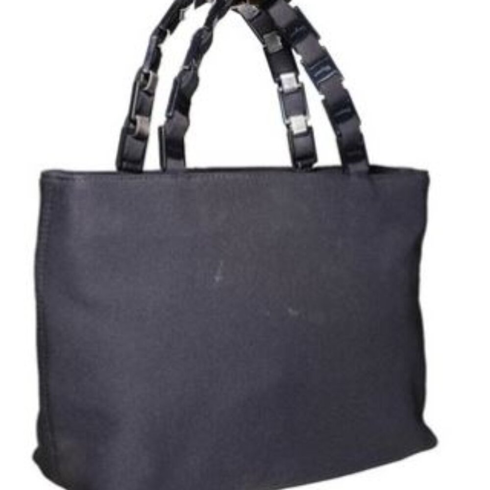 Salvatore Ferragamo Black Nylon Signature Links Shoulder Bag Purse Handbag